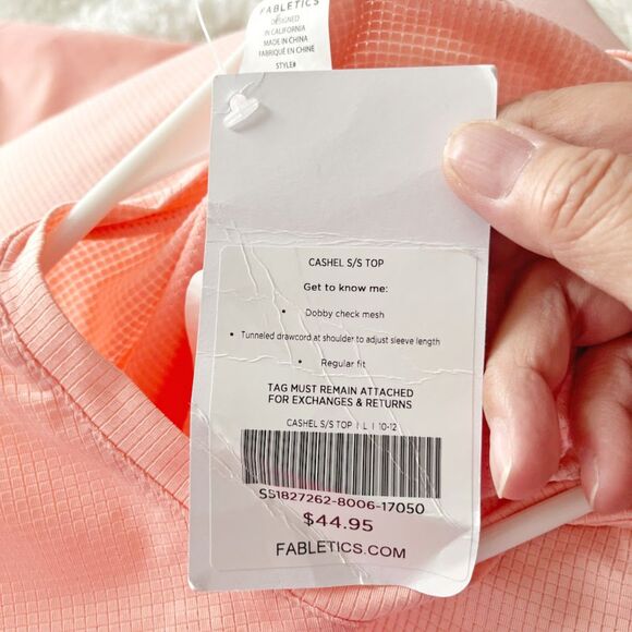 Fabletics NWT Cashel Dobby Check Mesh Drawcord S/S Lightweight Workout Shirt - Picture 11 of 12